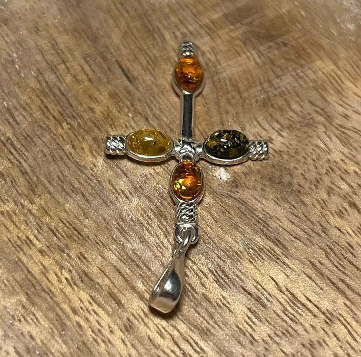 NWOT Amber 925 Sterling Silver Cross Pendant - Image 5