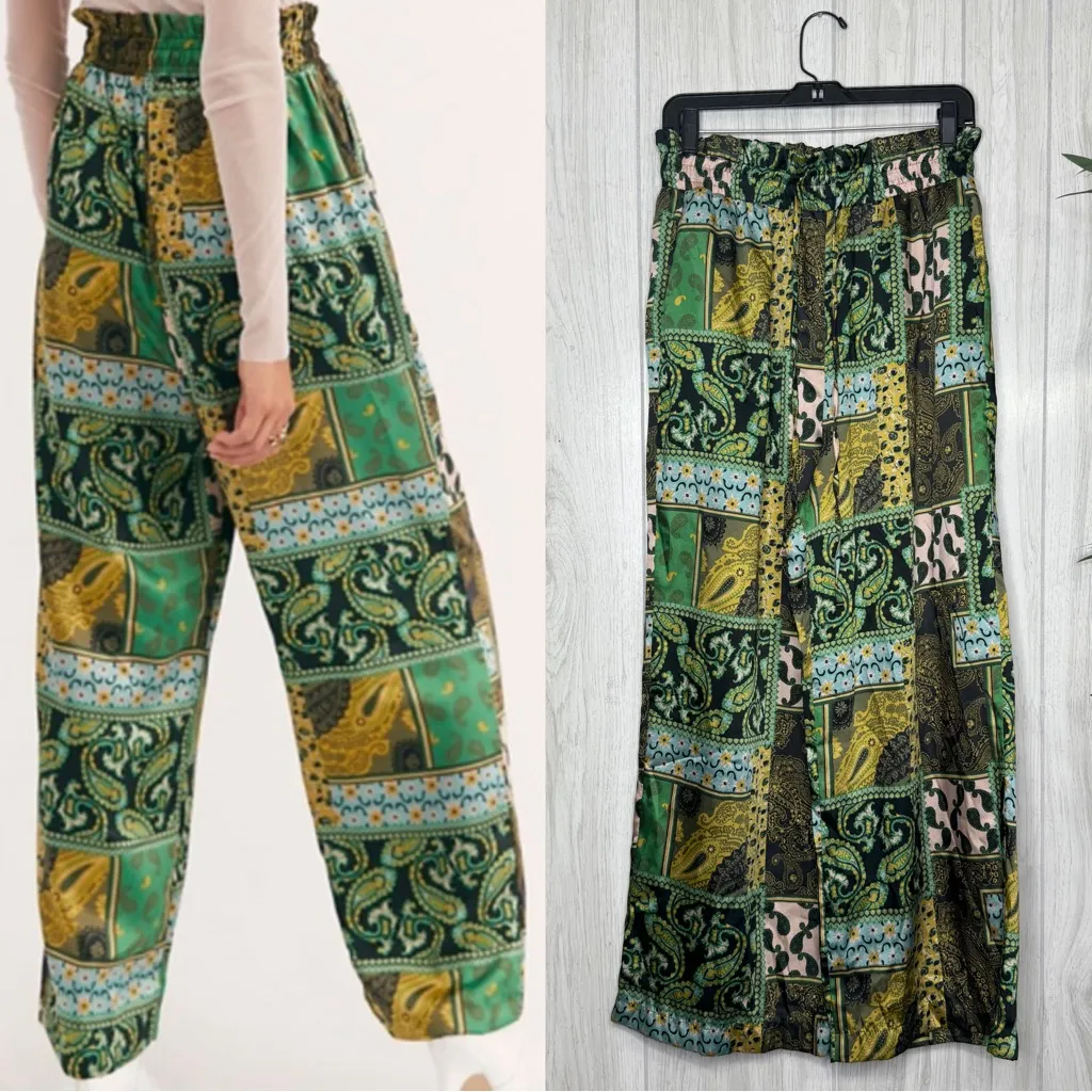 Intimately Free People Patch Things Up Pants Boho Patchwork Paisley sz M Medium - Image 2