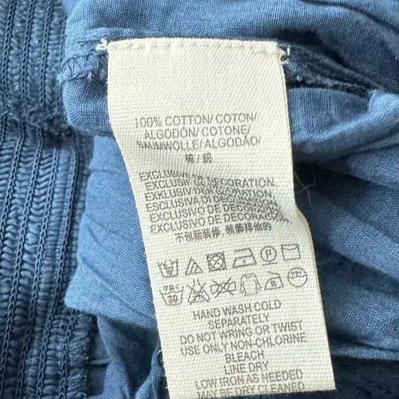 Free People Balloon Sleeve Mock‎ Neck Crochet Navy Blouse Size S NWT - Image 9