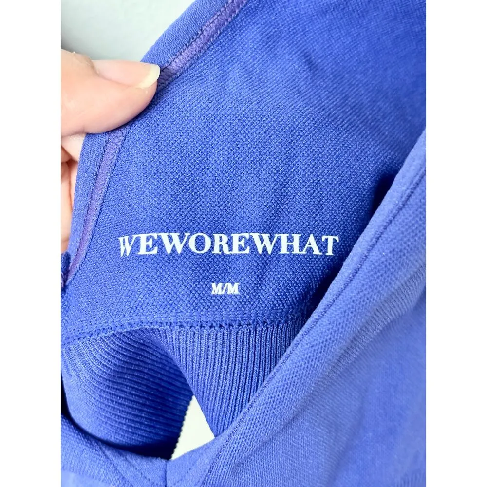 WeWoreWhat Sleeveless V-Neck Seamless Ribbed Sport Bra Sapphire Women's Size M - Image 4