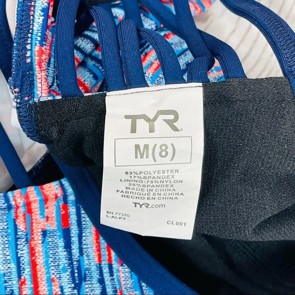 TYR Medium (8) Tankini Swimsuit Top Racerback Abstract Padded Cups Scoop Neck - Image 6