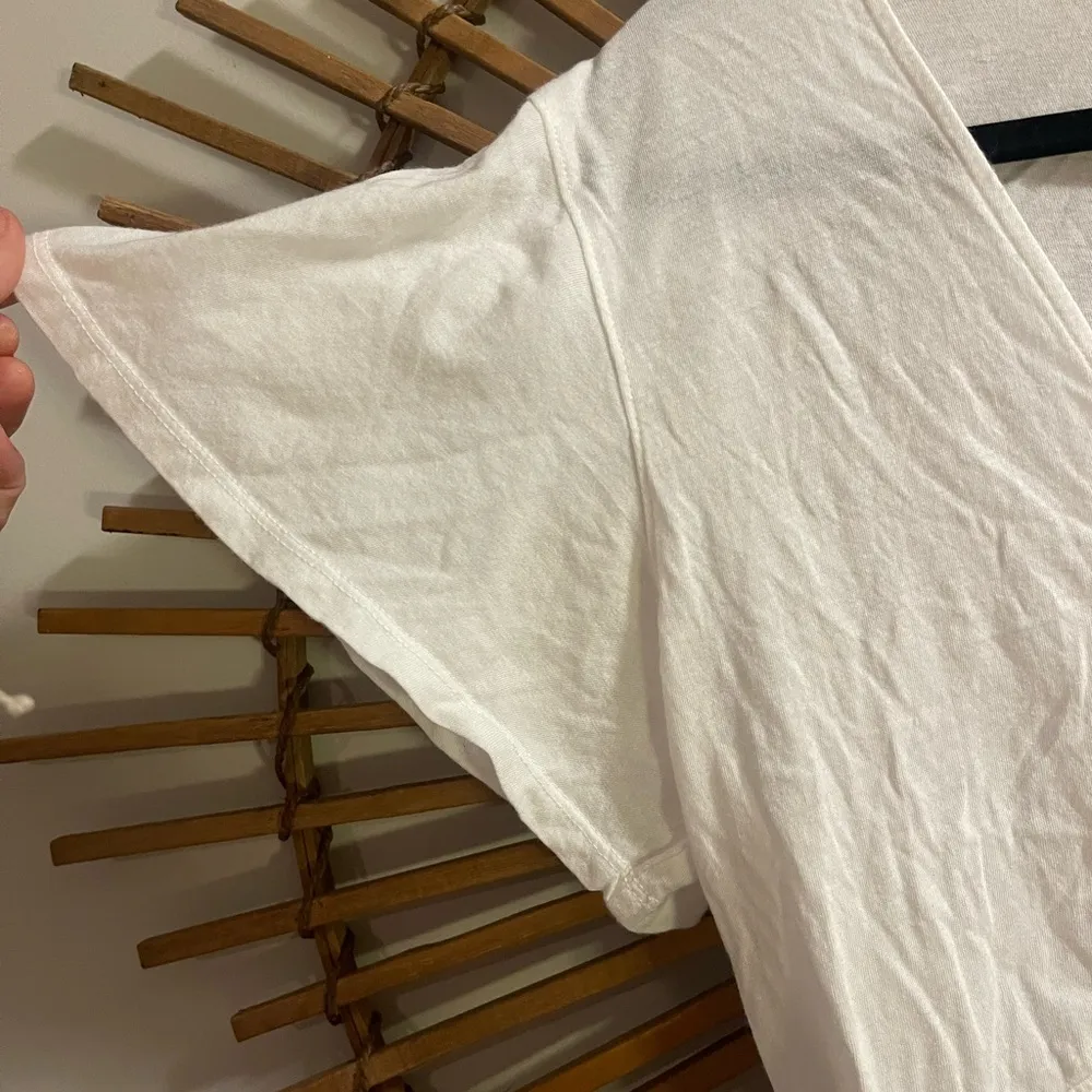 We the Free Knot Me White V-Neck Ruffle Tie Front Short Sleeve Sleeve Top L - Image 10