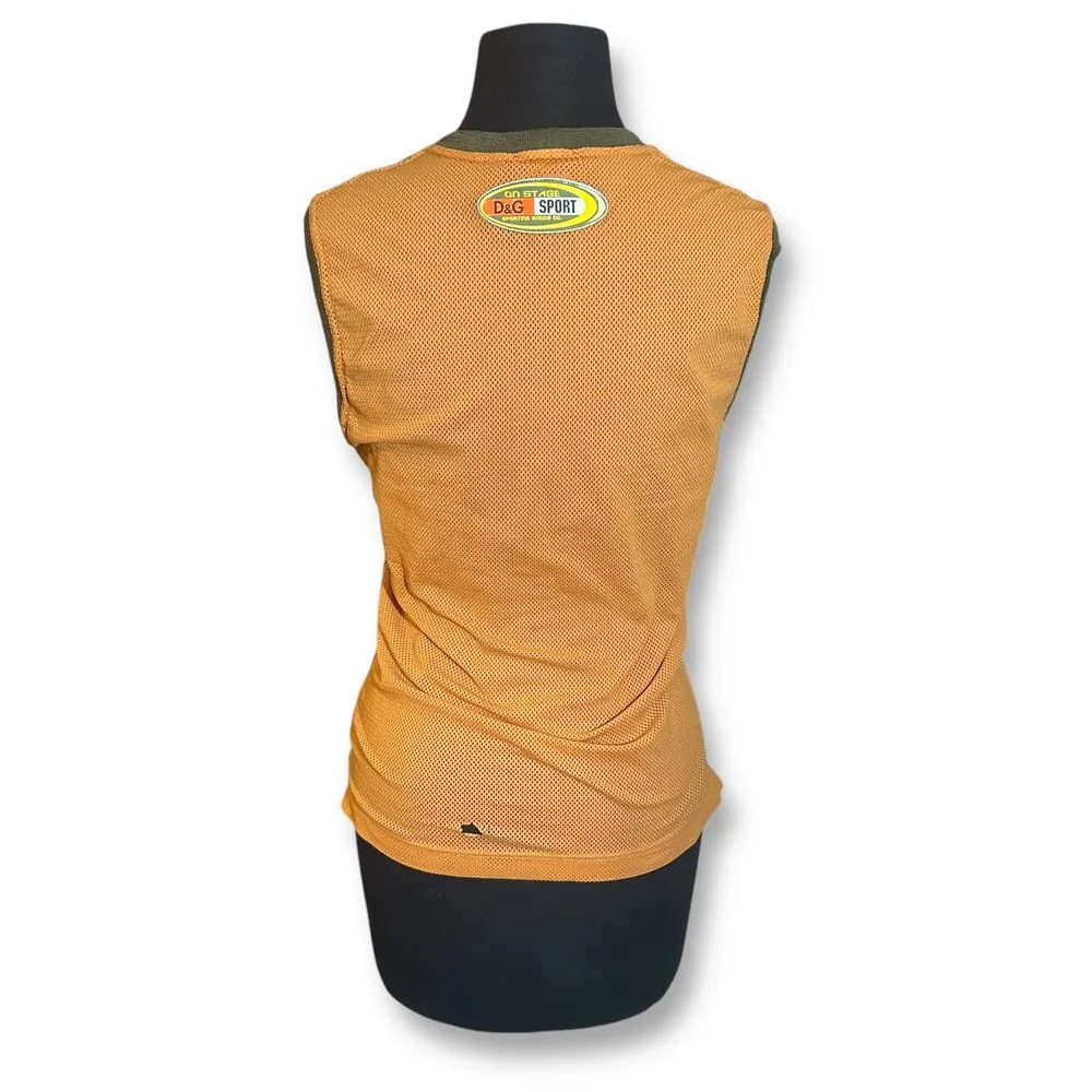 Dolce $ Gabanna D&G Sport Vintage Y2K Orange Mesh Athletic Tank Top Jersey Large - Image 2