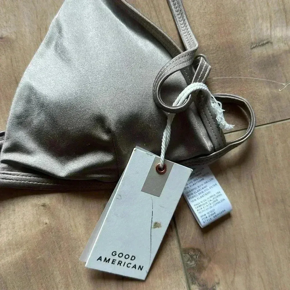 NWT Good American Mink Shine Perfect Fit Triangle Bikini Top Strappy Sz 2 Medium - Image 7