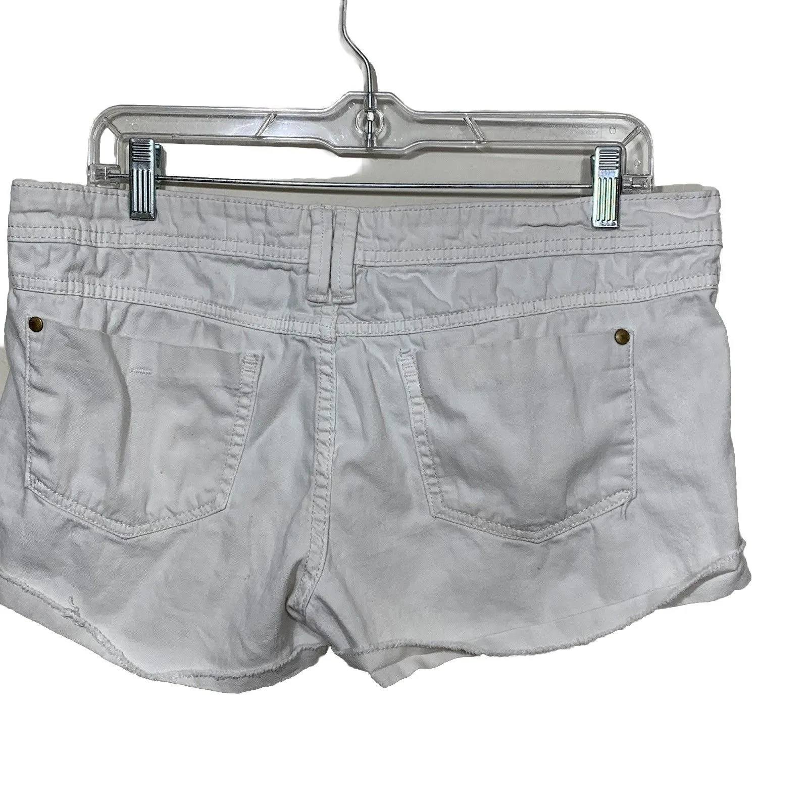 Mudd Juniors White Jeans Shorts Size 9 Rolled Hem Stretch Cotton Summer Casual - Image 6