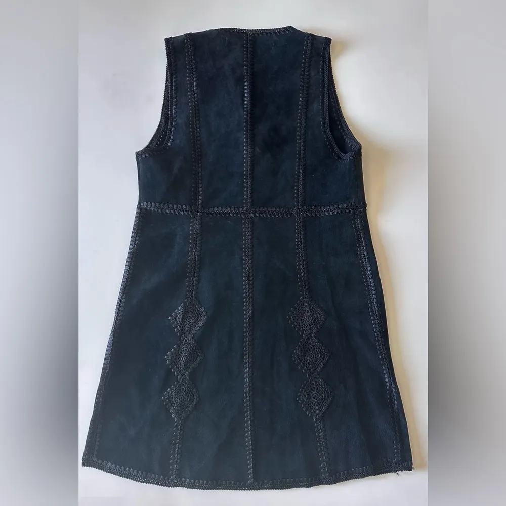 Woman Studio Black Suede Mini Dress with Crochet Details / Size S - Image 12