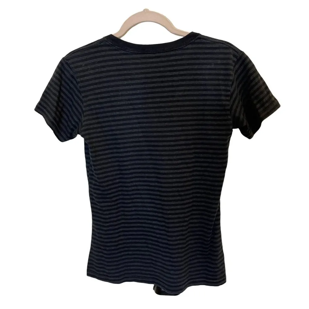 Disney Graphic Tee Heart Minnie & Mickey Together Since 1928 T-Shirt S Striped V - Image 7