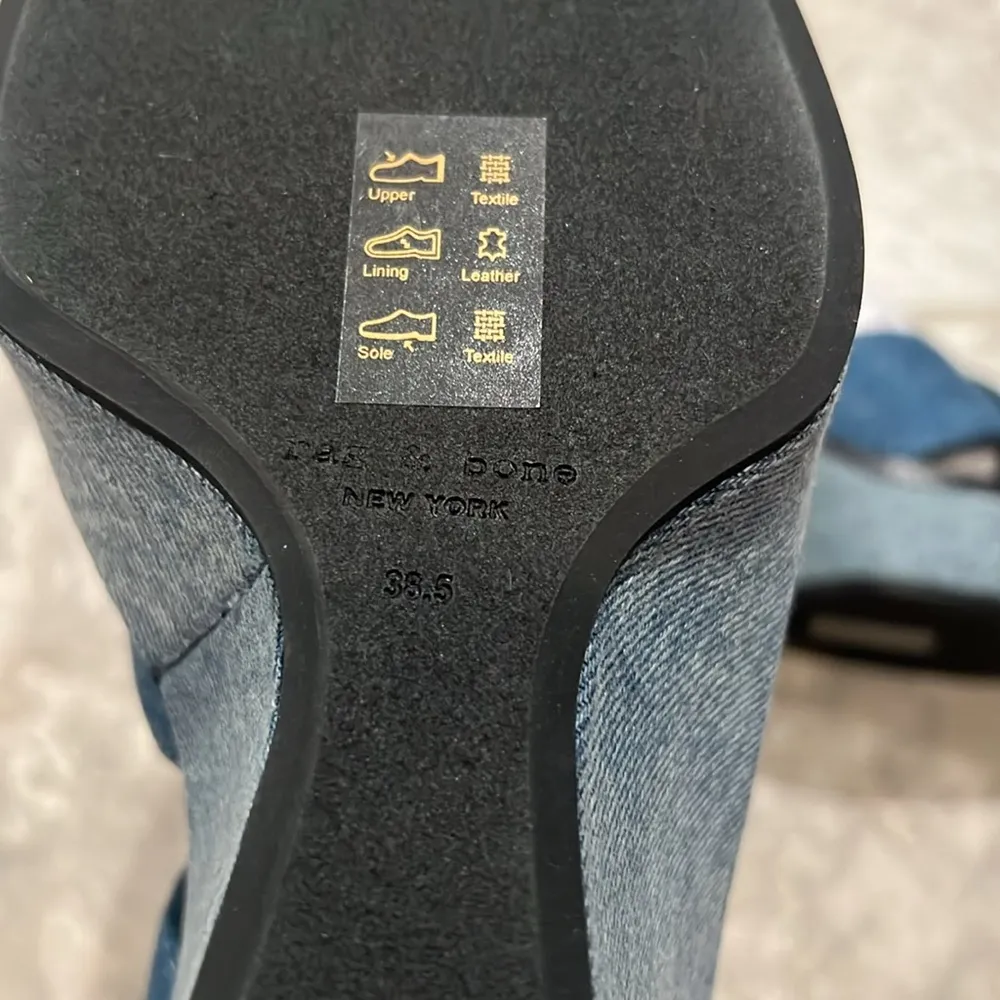 Rag & Bone Santiago Ankle Strap Platform Wedge Sandals Denim, Size 8.5/38.5 NWT - Image 12