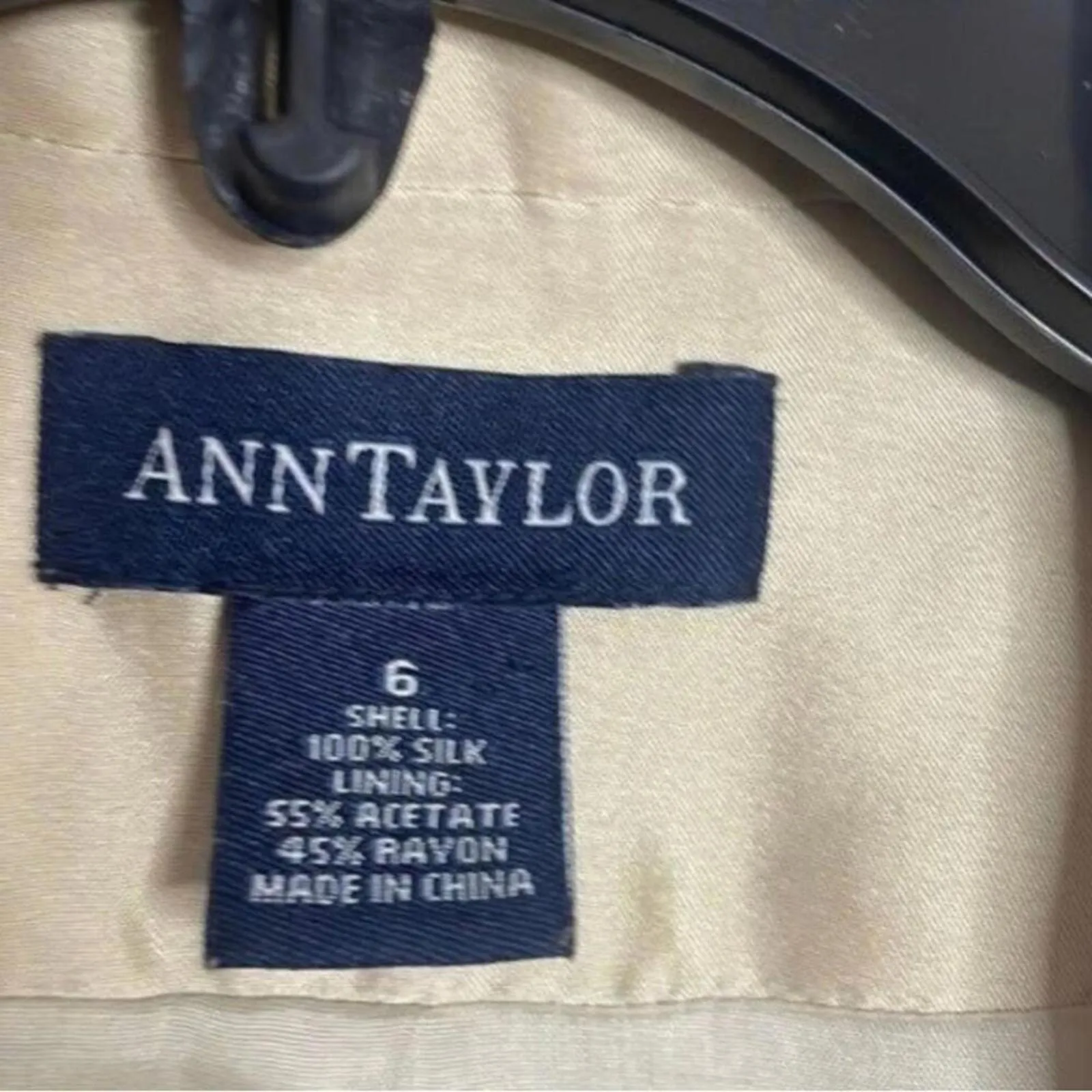 Ann Taylor 100% silk tan color blazer jacket minimal quiet luxury career - Image 6