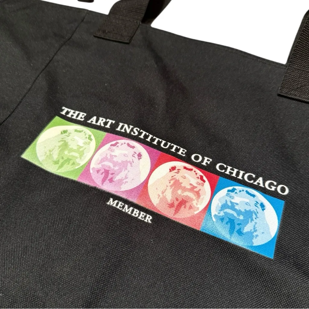 Y2K Art Institute of Chicago Member Tote Bag 2000s Graphic Zipper Tote Black - Image 2