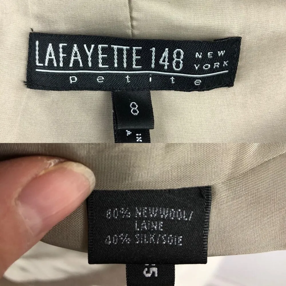 Lafayette 148 Beige Wool Silk Blazer Jacket 8P - Image 15