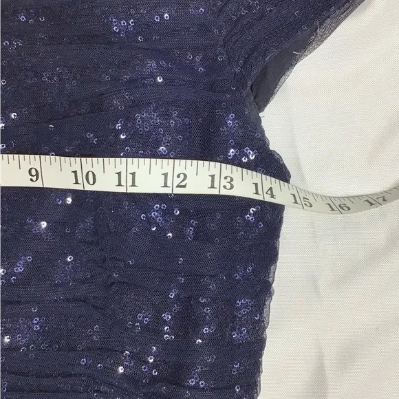 Ralph Lauren Evening navy blue cocktail dress with beading and‎ netting overlay - Image 6