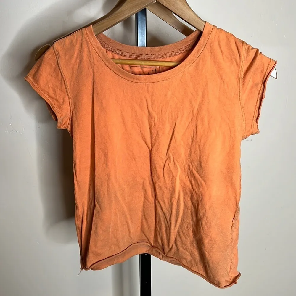 NWOT Free People We the Free Orange Capped Shoulder Tee Size XS - Image 4
