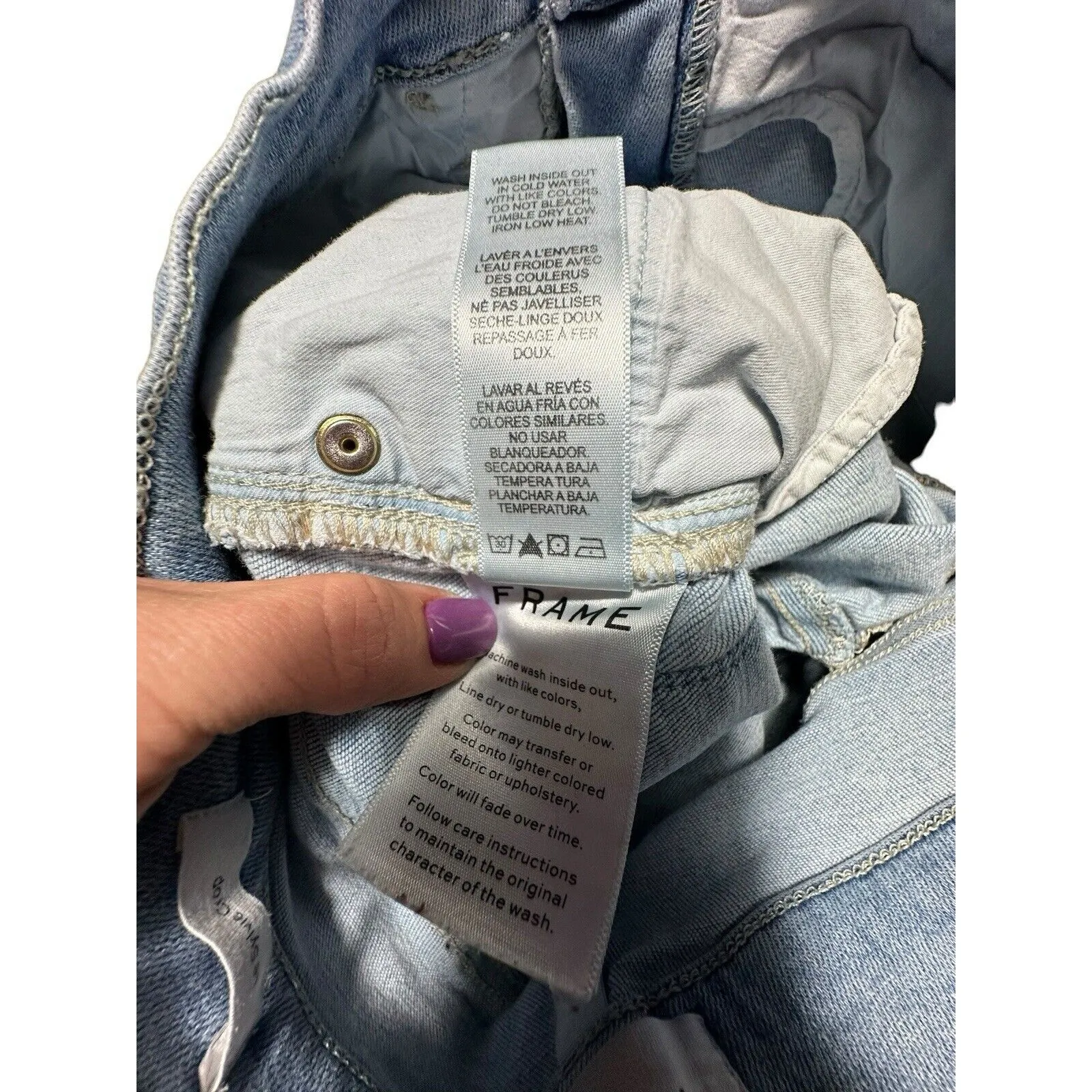 Frame Sz 30 Cutoff Paint Splatter Light Wash Stretch Jean Shorts Jorts #P4-4 - Image 8