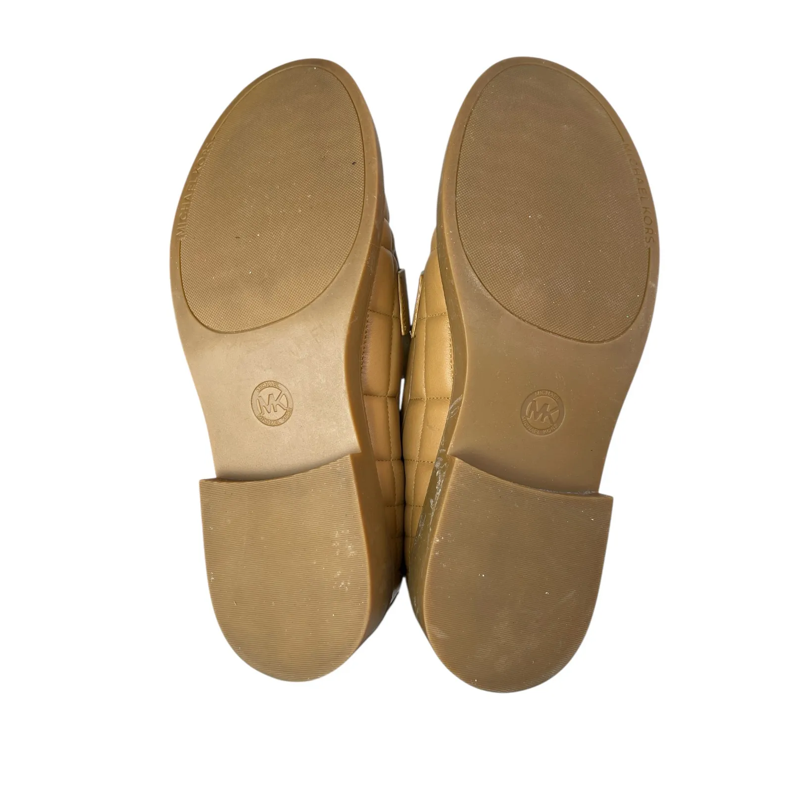 Michael Kors Eden Womens Tan Brown Quilted Leather Slip-On Penny Loafer Shoes 9M - Image 4