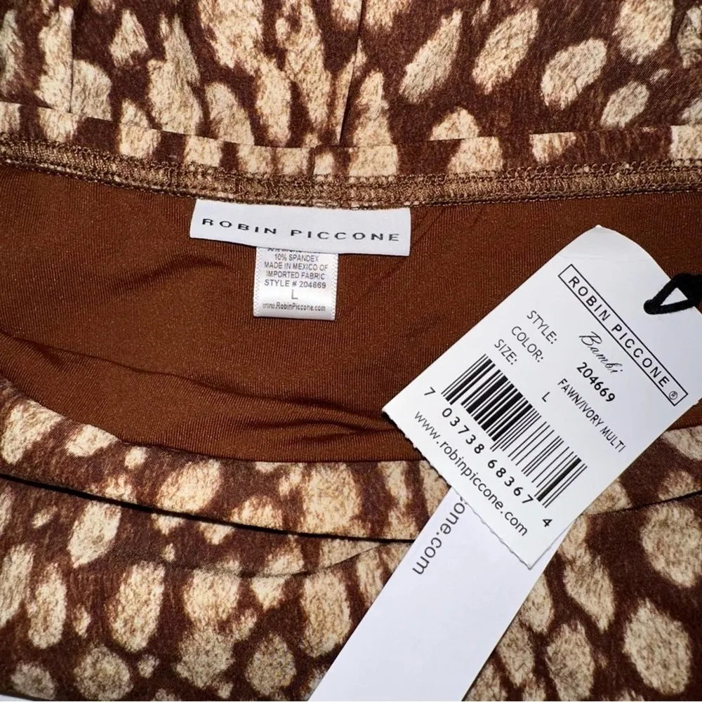 NWT Robin Piccone Bambi High Waist Bikini Bottom in Fawn Ivory LARGE - Image 5