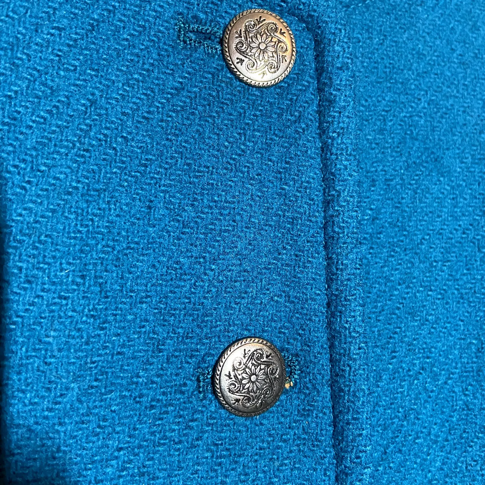 Pendleton Vintage 1950s 100% Pure Virgin Wool Blazer Cropped Teal Made in USA - Image 3