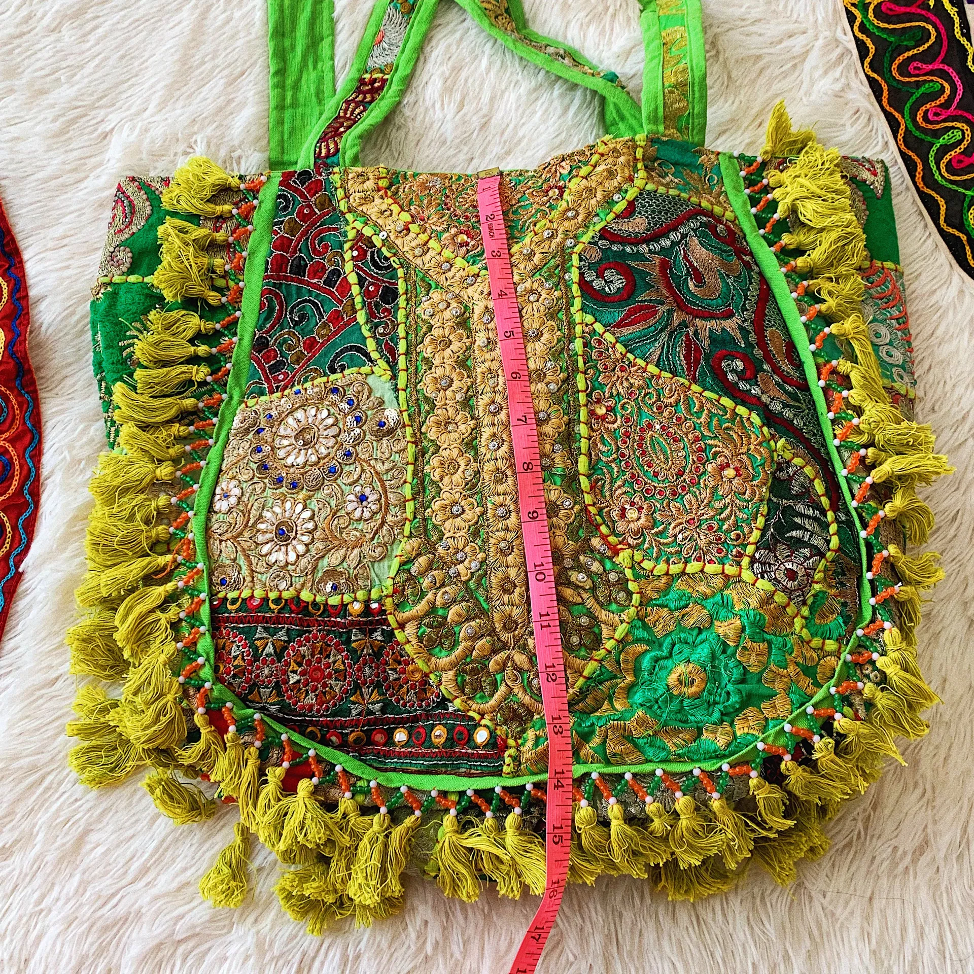One Of A Kind Hand Stitched Indian Tote - Image 7