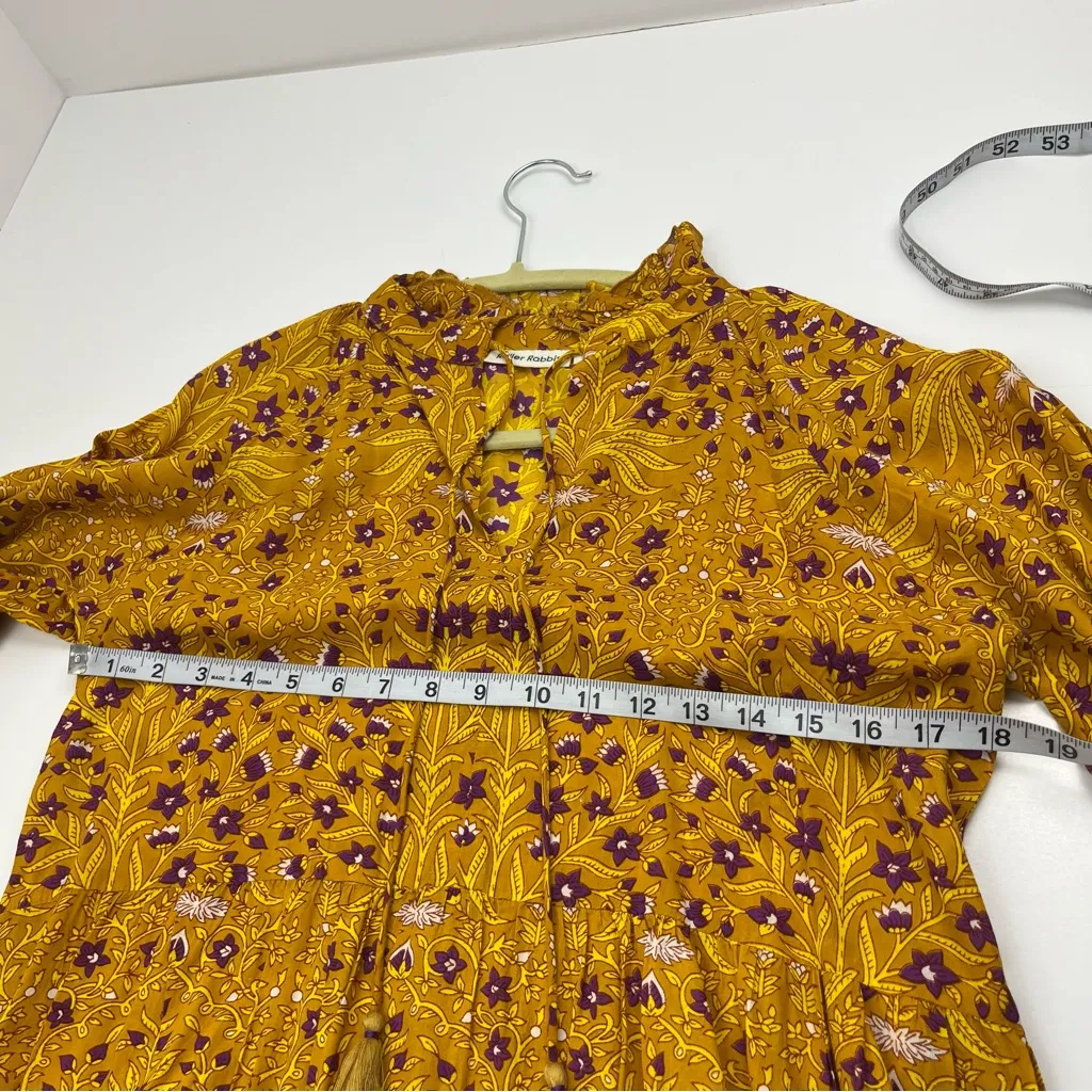 Roller‎ Rabbit Rhone Floral Dress Womens Size XS Cover-Up Long Sleeve Tassels - Image 4