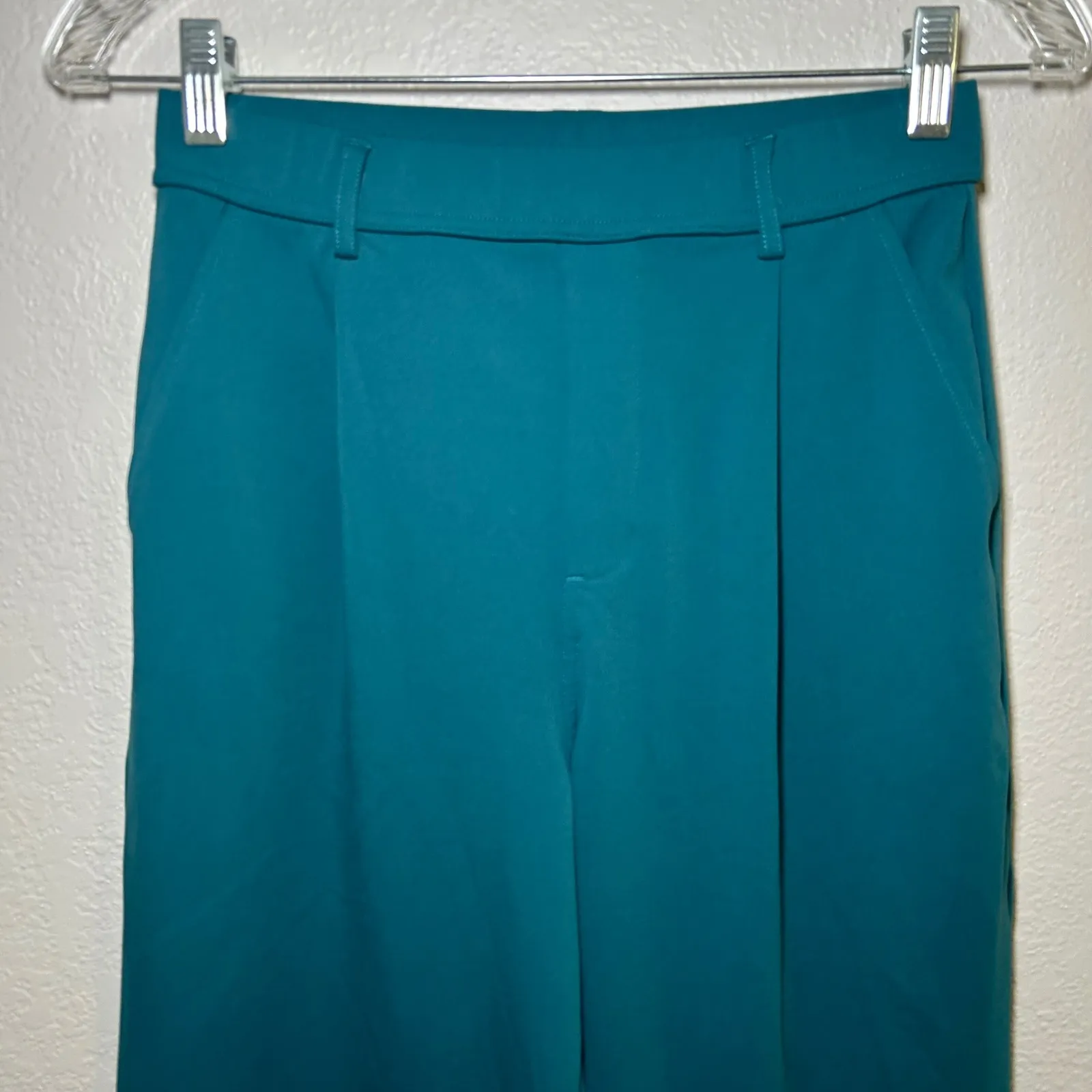 Halara Teal Blue wide leg pleated pants women's small career office comfy active - Image 2