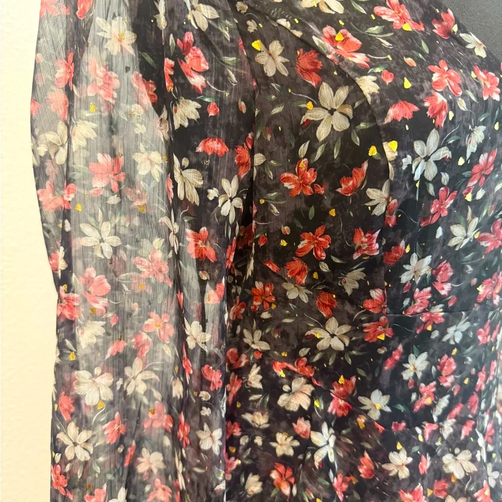 ASTR The Label Black Floral Chiffon Midi Dress – Size M - Image 4