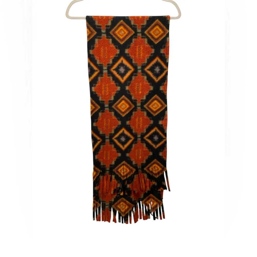 Book Gear Geometric Patterned Orange and Black Scarf OS - Image 2