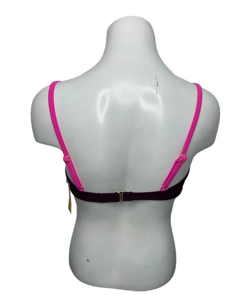 Kona Sol Women’s Burgundy Pink Square Neck Bandeau Swim Top Size Medium NWT - Image 3