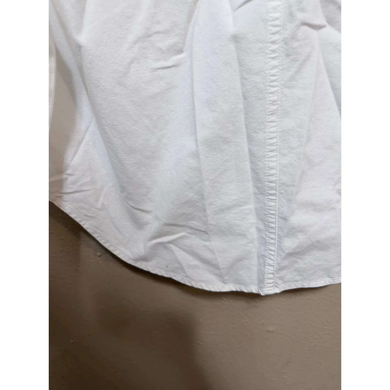 Oh Paint by Erika White Cotton Bow Heart Patch Pocket Button Up Shirt Womens S - Image 7