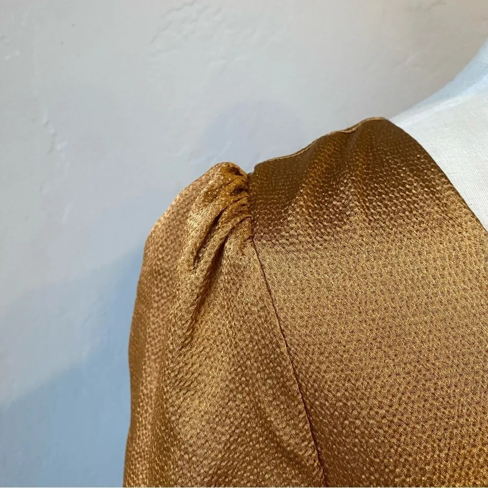 Lulu’s 4SI3NNA Brielle Bronze Satin Long Sleeve Midi Dress in Bronze Copper - Image 9