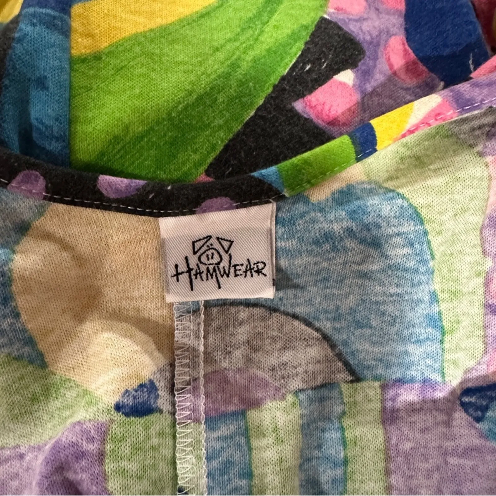 Vintage Hamwear Multicolor Rainbow Geometric Print‎ Sleeveless Retro Romper Sz M Blue Size M - Image 6