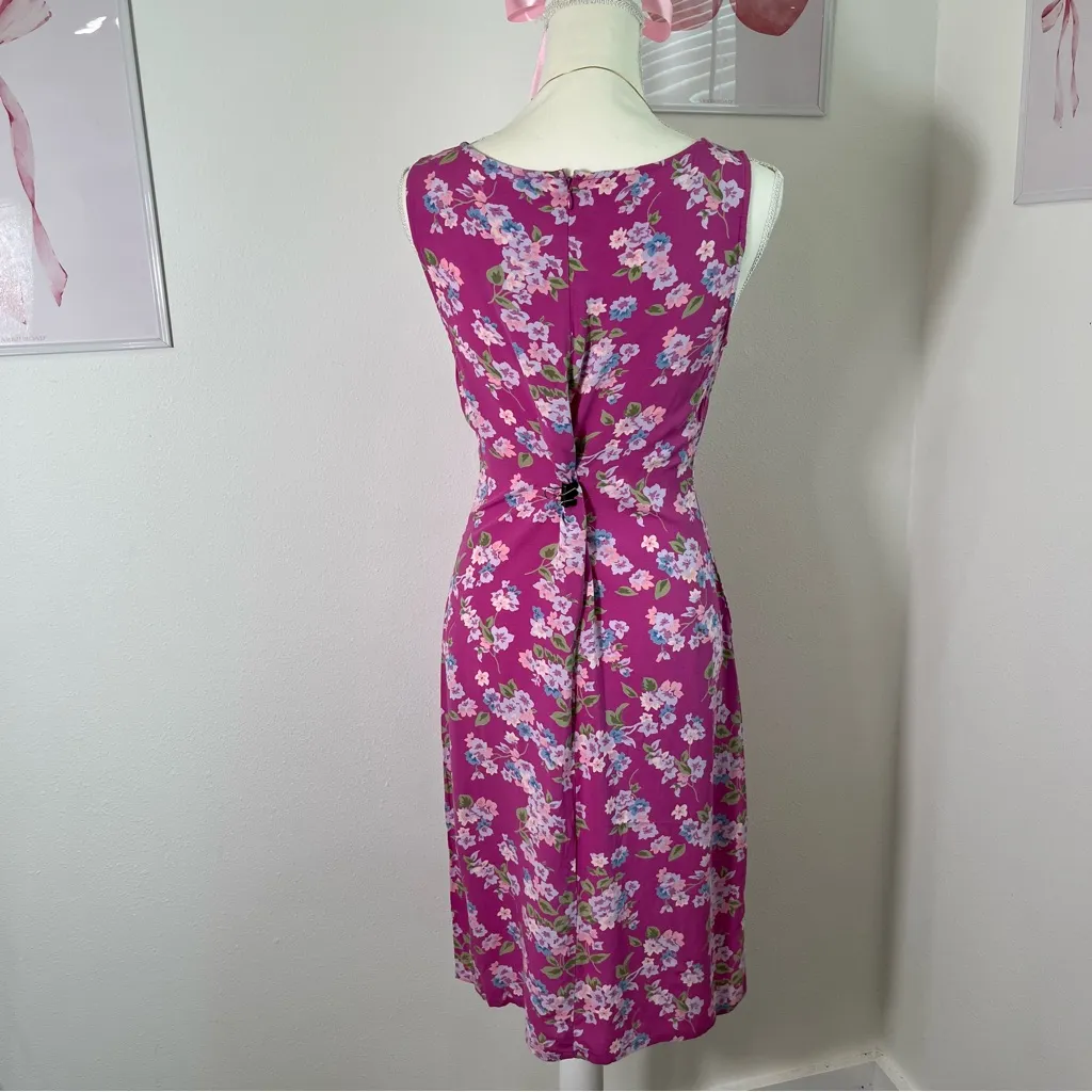 Vintage Y2K Gap Floral Pink 100% Rayon Midi Dress Womens Size Medium.‎ - Image 5