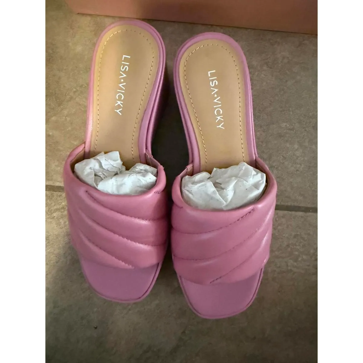 Pink Platform Slide Sandals Size 6 - Image 4