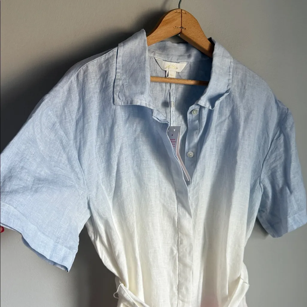 NEW Lilly Pulitzer DRESHER BUTTON DOWN ROMPER, CHAMBRAY TINT OMBRE DIP DYE 10 - Image 7