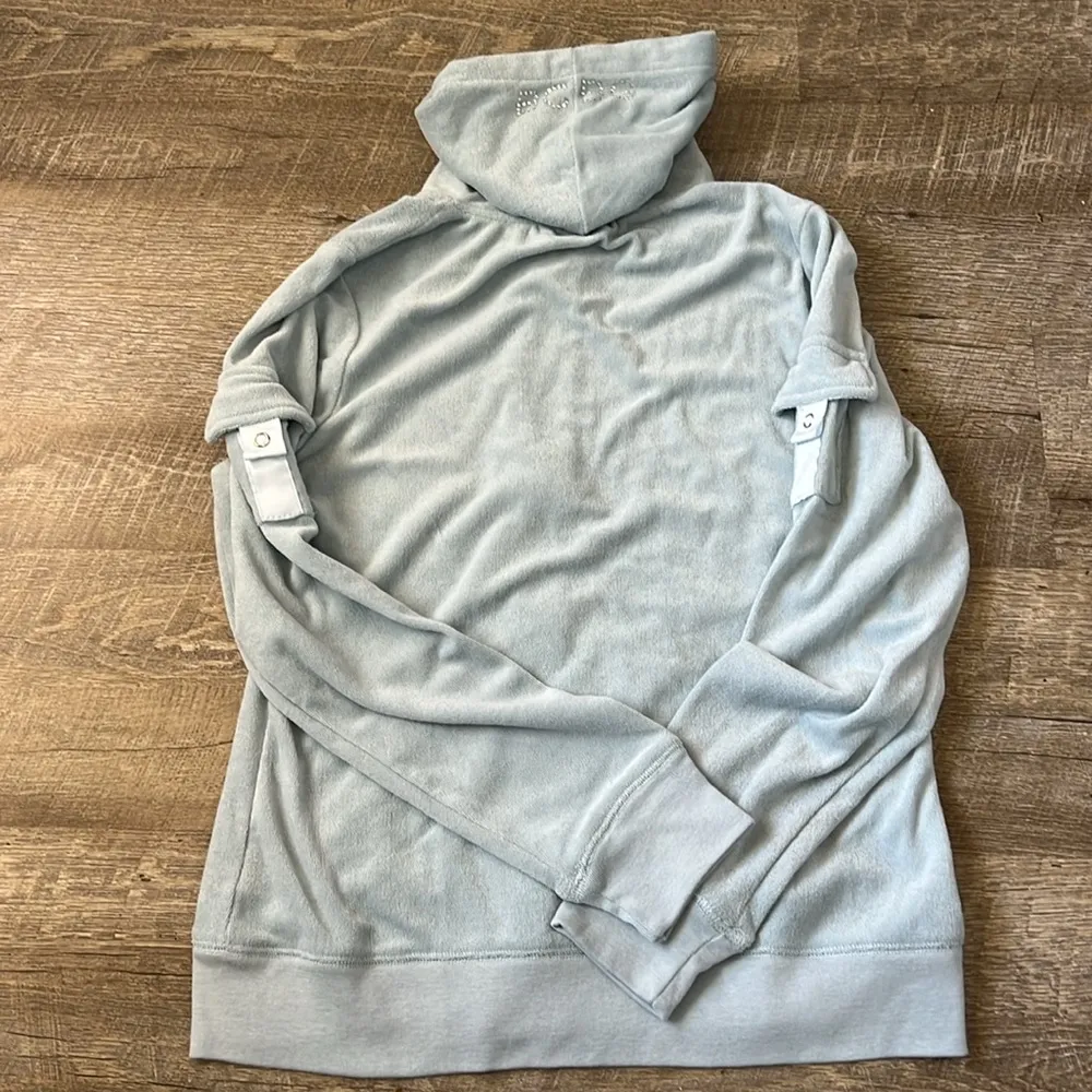 Y2K BCBG Baby Blue Terry Cloth Zip Up Hoodie Size Large - Image 3