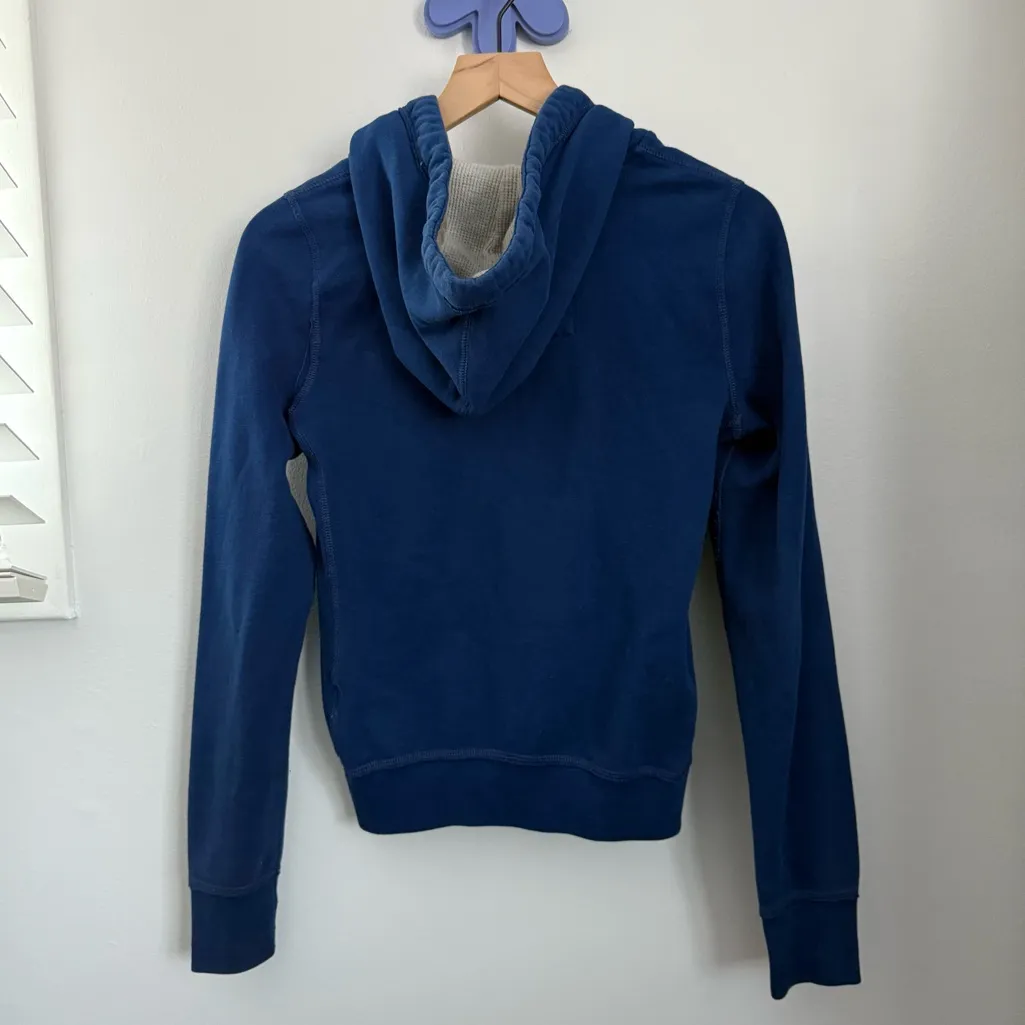 Abercrombie & Fitch Medium Full Zip Hoodie Blue Heavy Thick Classic 2000s Logo - Image 2