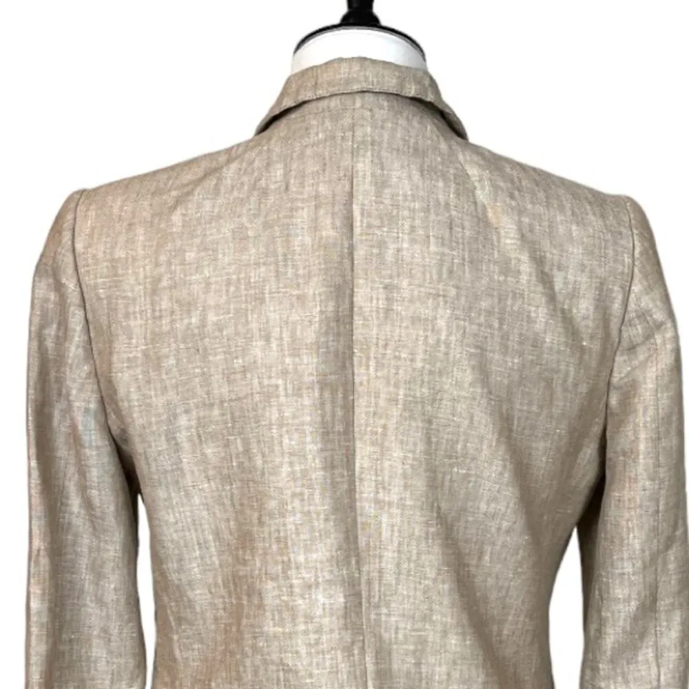 J.Crew Women’s Blazer Linen Schoolboy One Button Slim Lapel Natural Tan Size 6 - Image 8