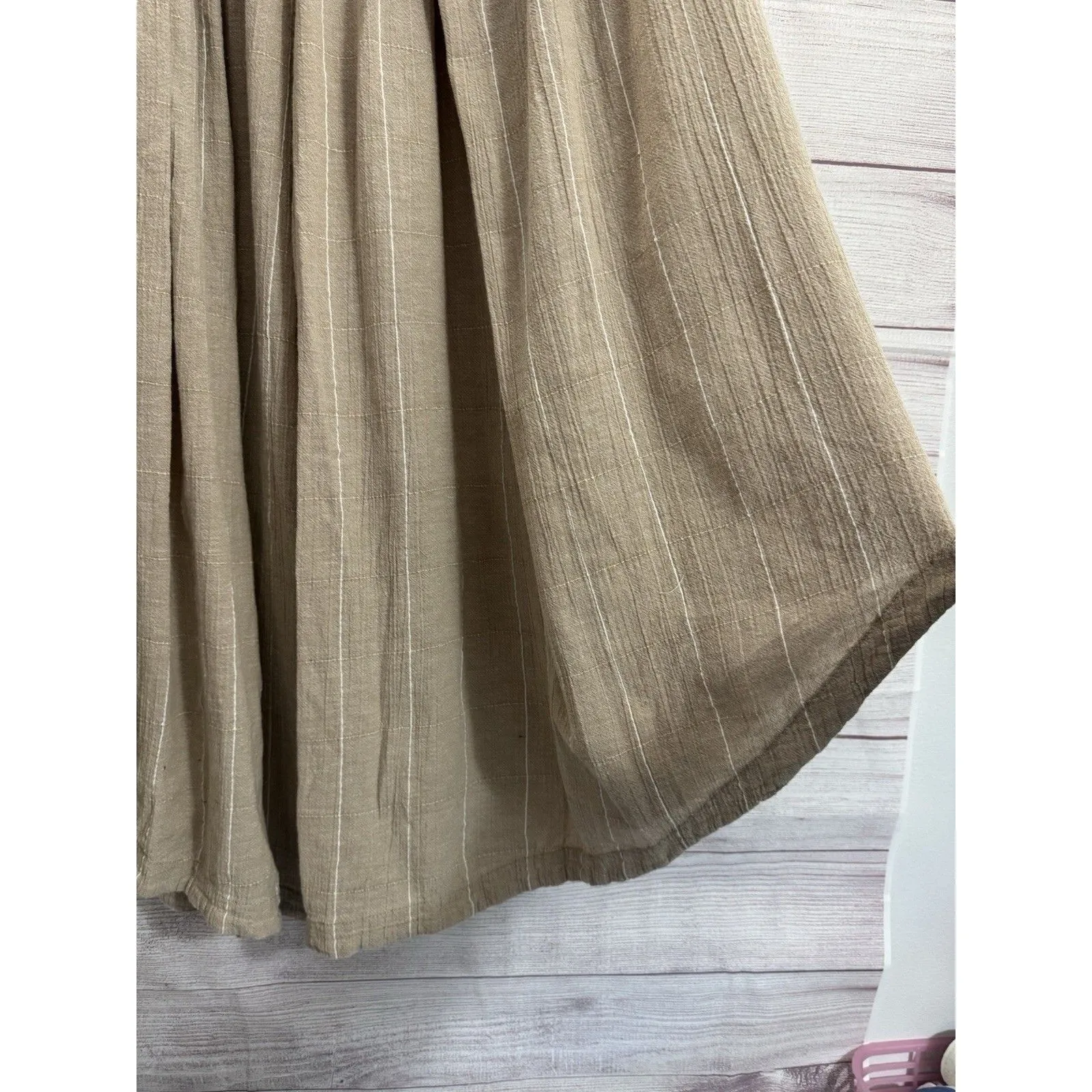 Free People Luna Cover Movement Pants Womens  High Rise Wide Leg Khaki Sz Large - Image 14