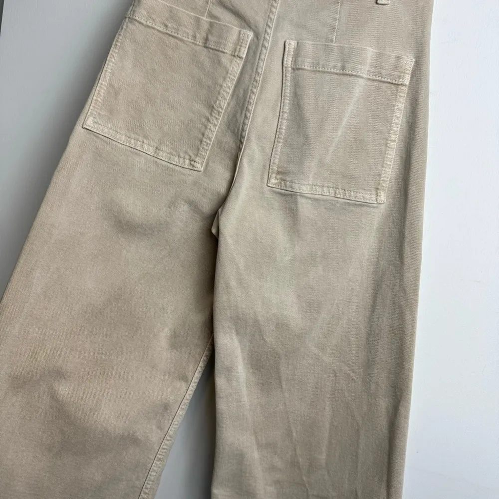 Zara Marine Straight Wide Leg Jeans Sz 0 Tan Beige High Rise Stretch - Image 13