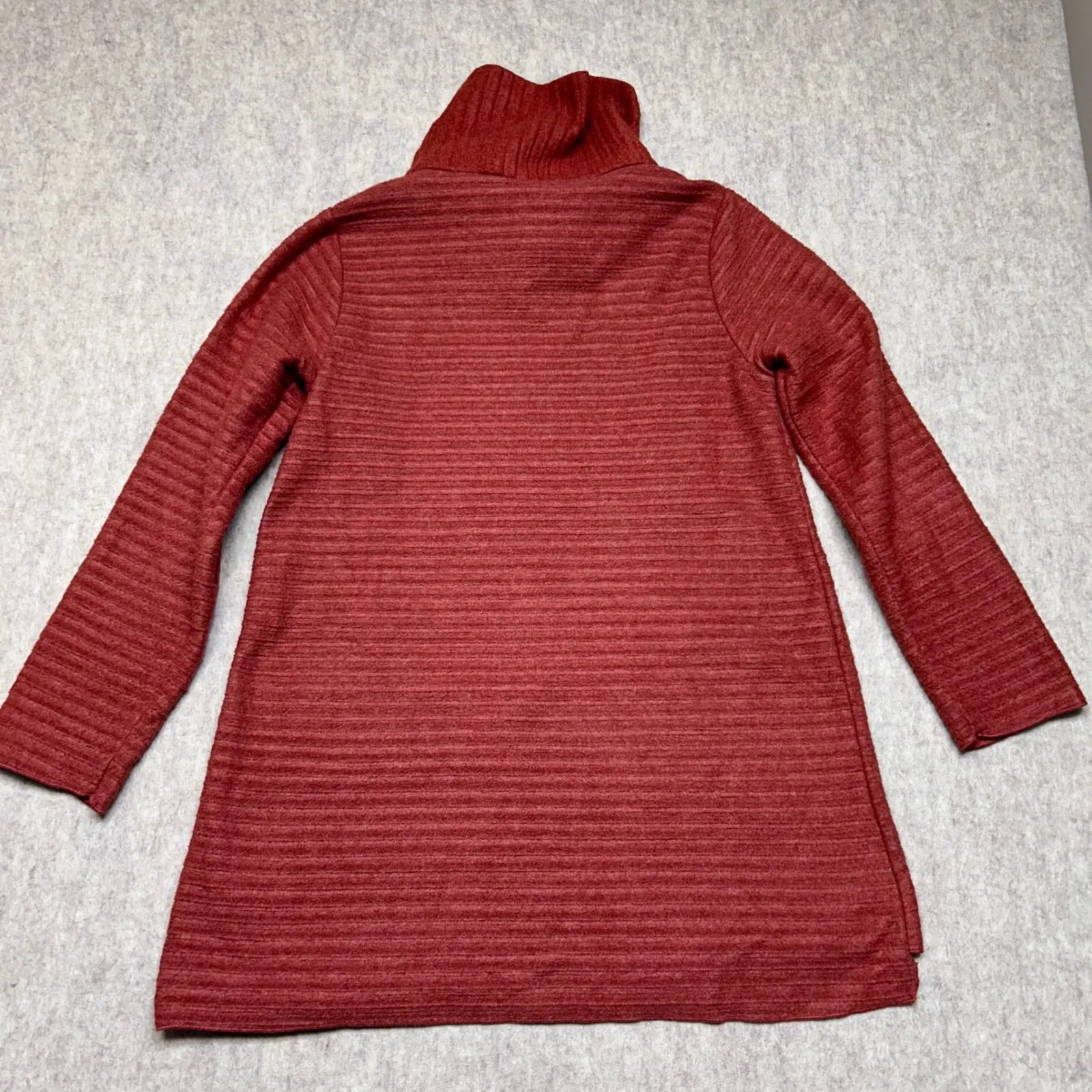 Habitat Cowl Neck Tunic Knit Sweater Women Small Orange Ribbed Pleated Oversized - Image 7