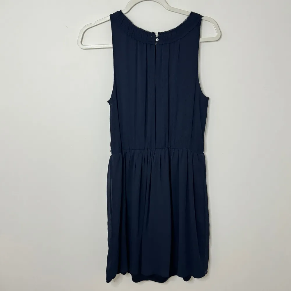 Zara Beaded Embellished Beaded Sleeveless Dress Size Large Blue Flowy Minimalist - Image 7