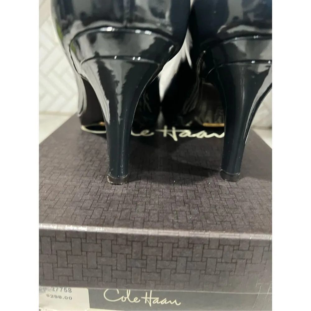 Cole Haan OT Air Pump Blue Patent Open Toe Pump SZ8.5 FLEET BLUE - Image 8
