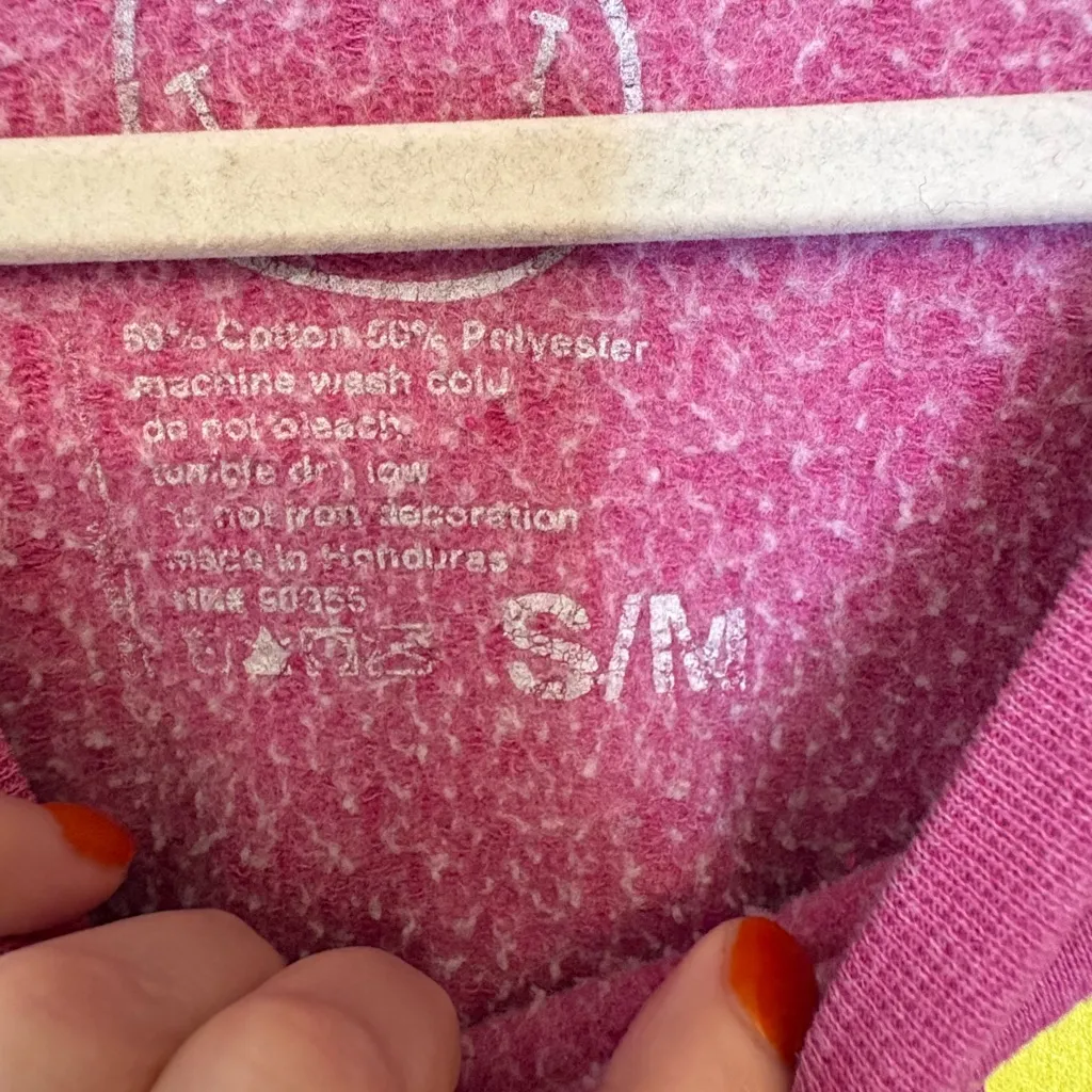 Nirvana Smiley Face Graphic Oversized Crewneck Sweatshirt Magenta Small/Medium - Image 7