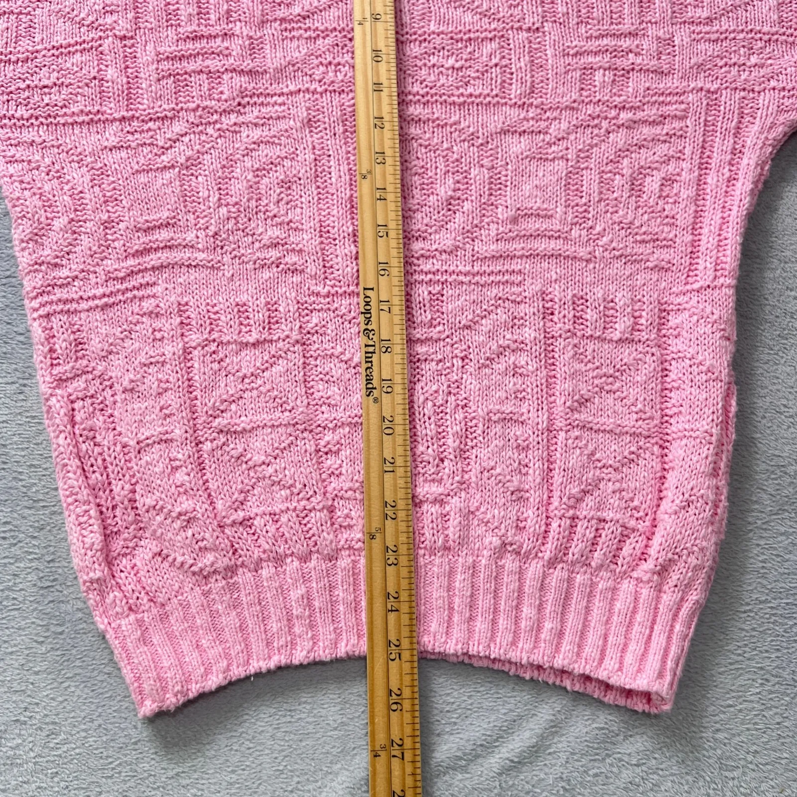 Vintage Eddie Bauer Pink Cotton Sweater Women's Small Made in USA Textured‎ Knit - Image 5