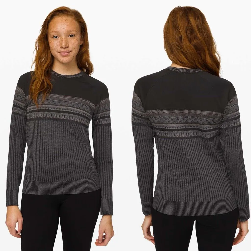 Lululemon Rest Less Pullover Fair Isle Black White - Image 2
