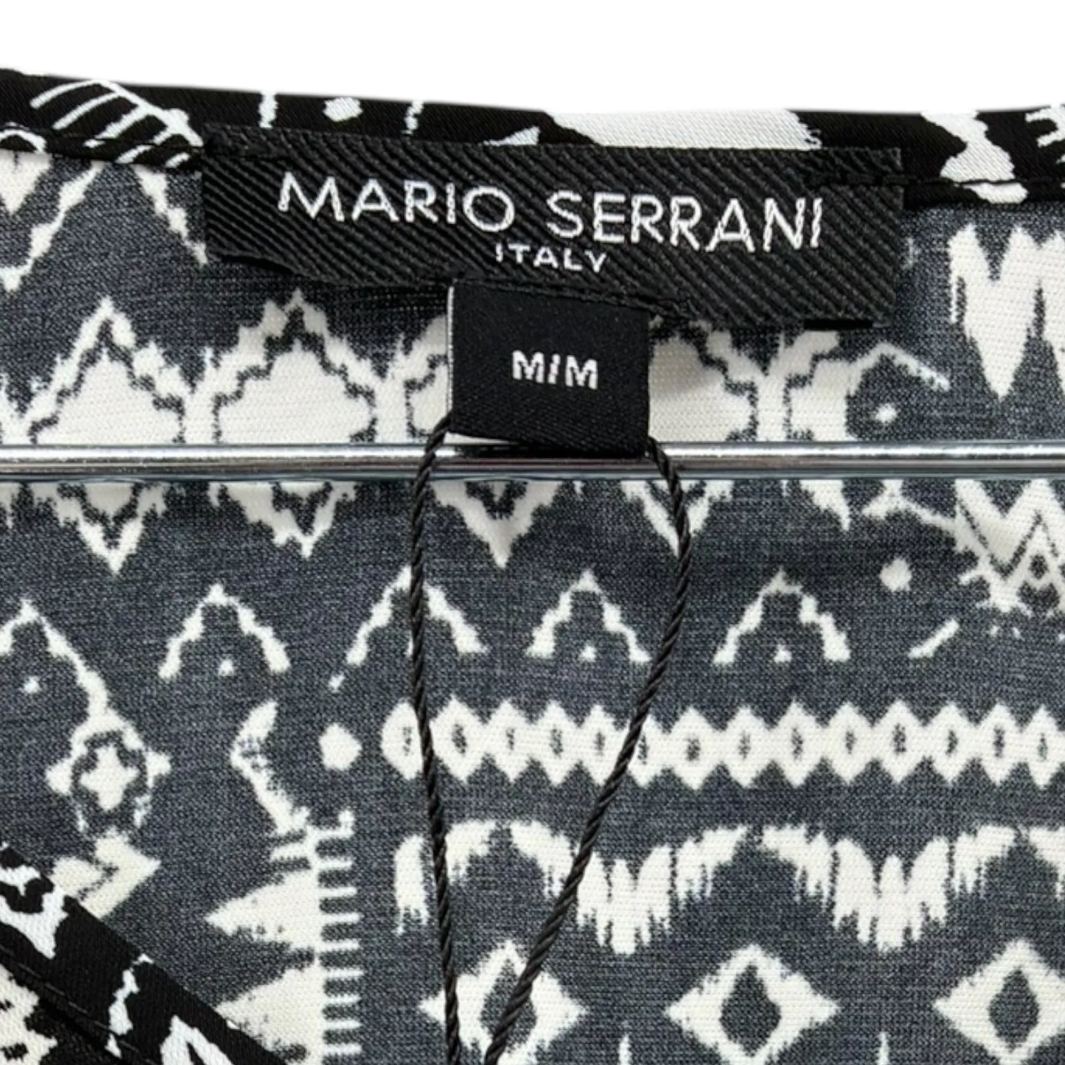 Mario Serrani Italy Black White Geometric Print Blouse Womens Medium Long Sleeve - Image 2