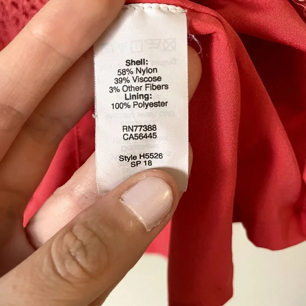 J.Crew Factory fully lined coral bright colors nylon lace overlay short sleeved Size 10 - Image 5