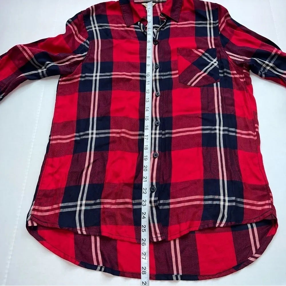 WOOLRICH plaid flannel collared long sleeve button down red blue small - Image 4