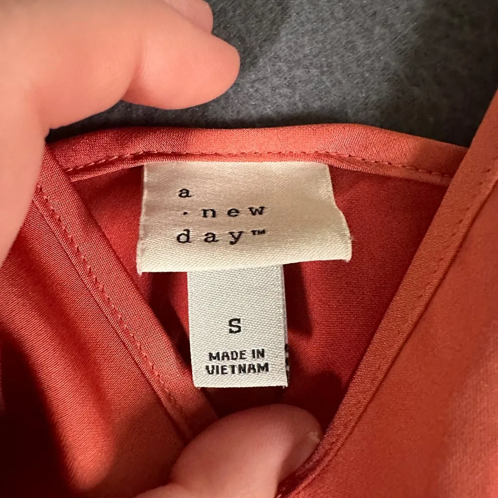 A New Day S Satin Spaghetti Strap V-Neck Slip Dress Midi Sexy‎ Sleek Split Hem - Image 5