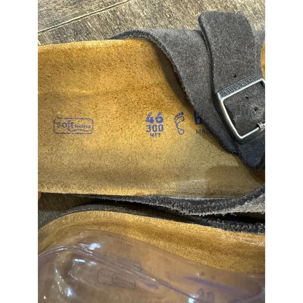 New w/o Box Birkenstock Arizona Velvet Grey Soft Footbed Regular Size 46 13/13.5 - Image 9
