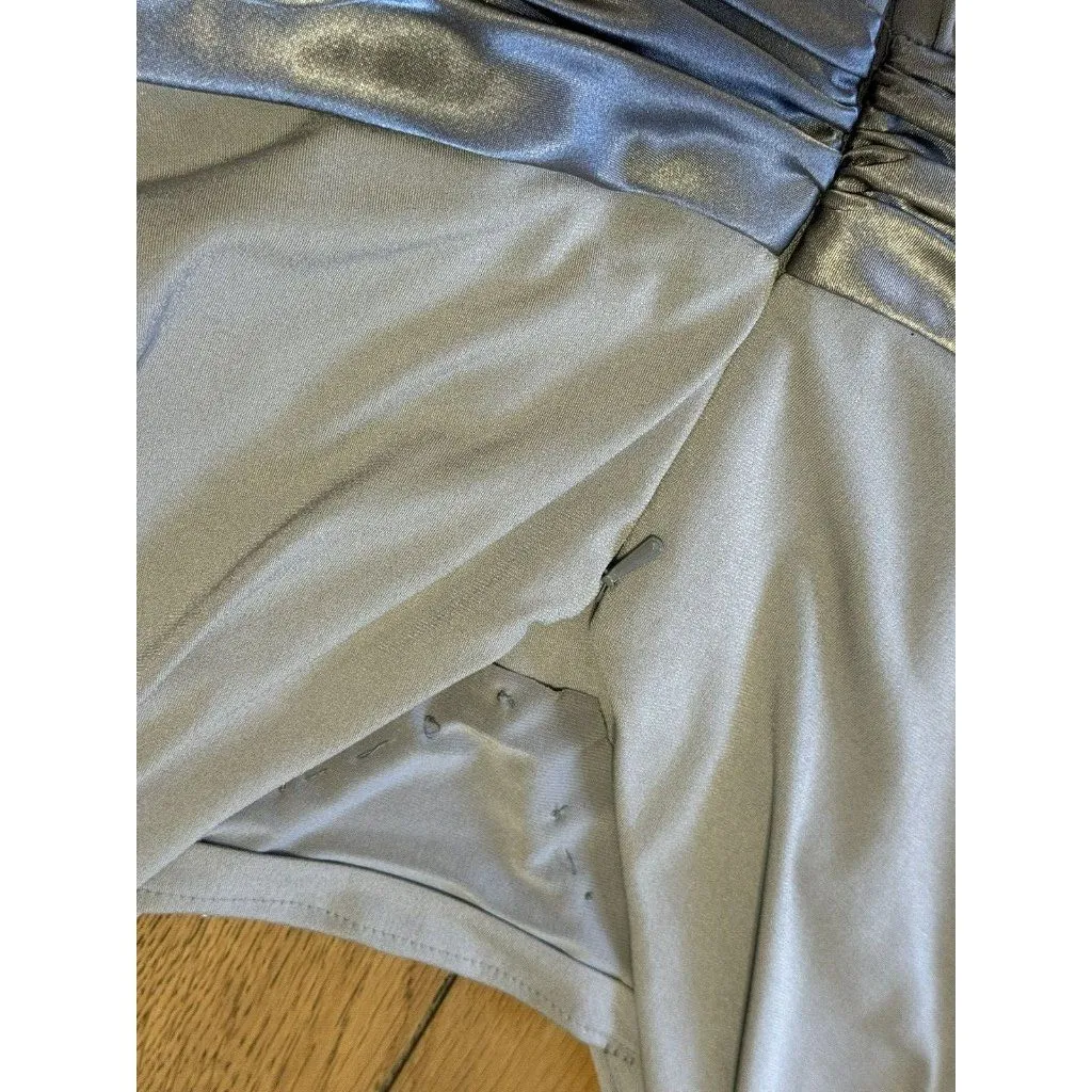 David's Bridal Short Bridesmaid‎ Wedding Dress Size 6 Sleeveless Gray Designer - Image 7